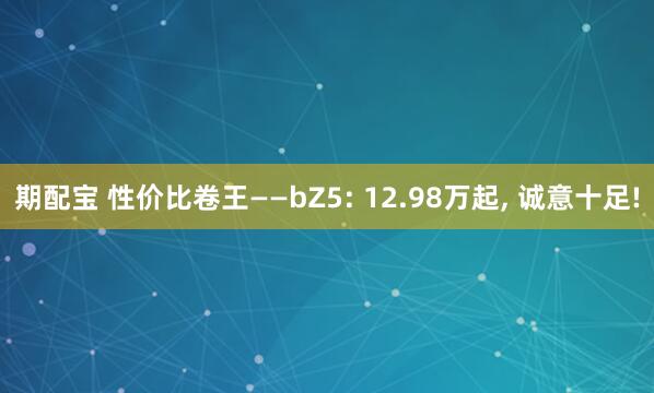 期配宝 性价比卷王——bZ5: 12.98万起, 诚意十足!